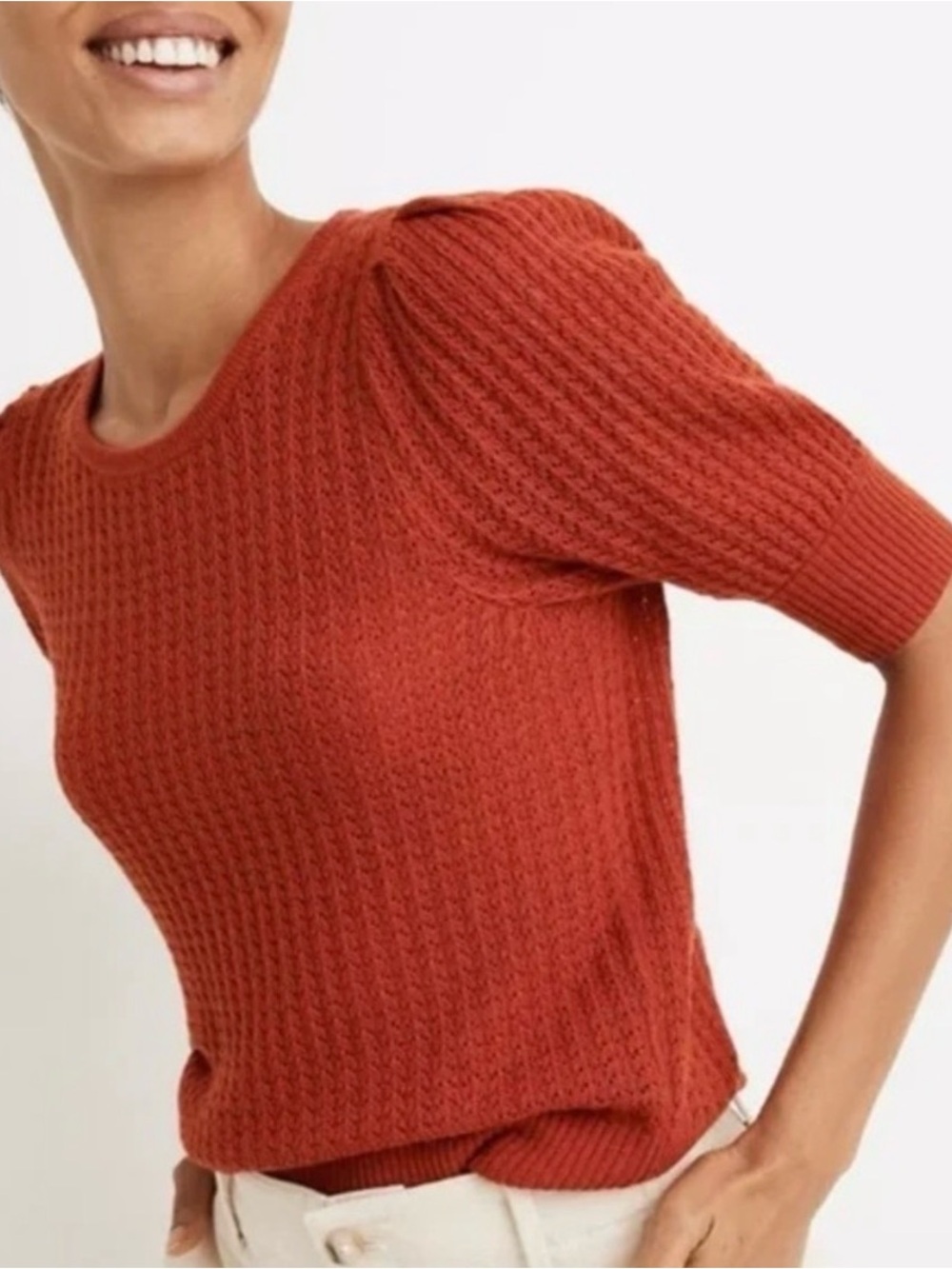 Madewell Rust Short-Sleeve Knit Sweater for Women